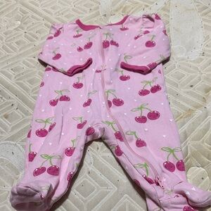 Pink Cherry Print Kids One Piece